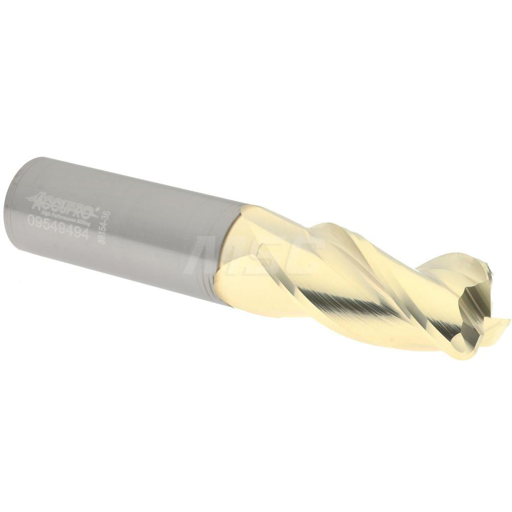 Accupro 315002 Corner Radius End Mill 3/4" Dia, 1-5/8" LOC, 37 deg Helix, Corner Radius End, Centercutting