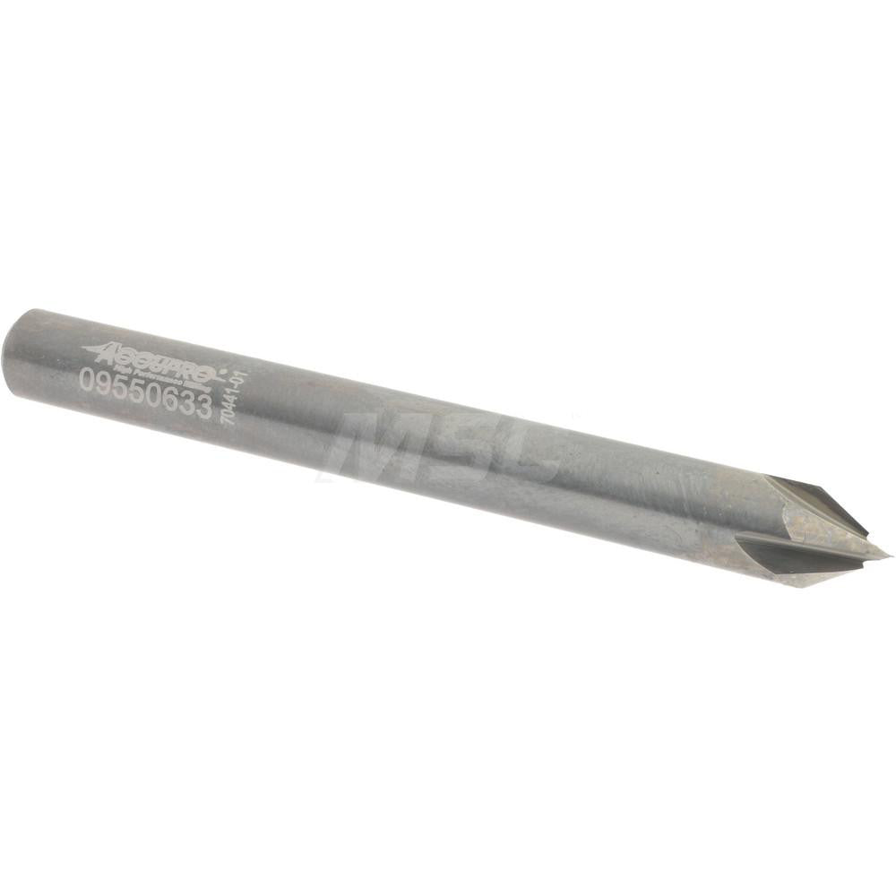 Accupro 2500040 Chamfer Mill 1/4" Dia, 4 Flutes, Solid Carbide