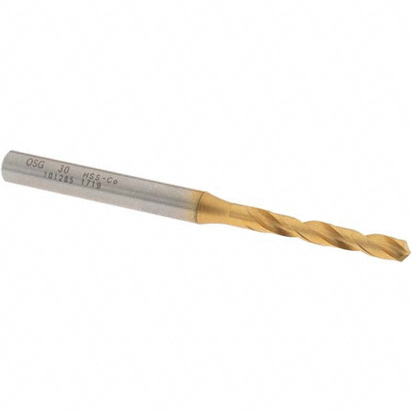 OSG 10128505 Screw Machine Length Drill Bit #30 (0.1285) Dia, 130 deg, Cobalt