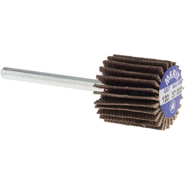 Merit Abrasives 08834137482 Mounted Flap Wheel 5/8" Dia, 5/8" Face Width, 120 Grit, Aluminum Oxide