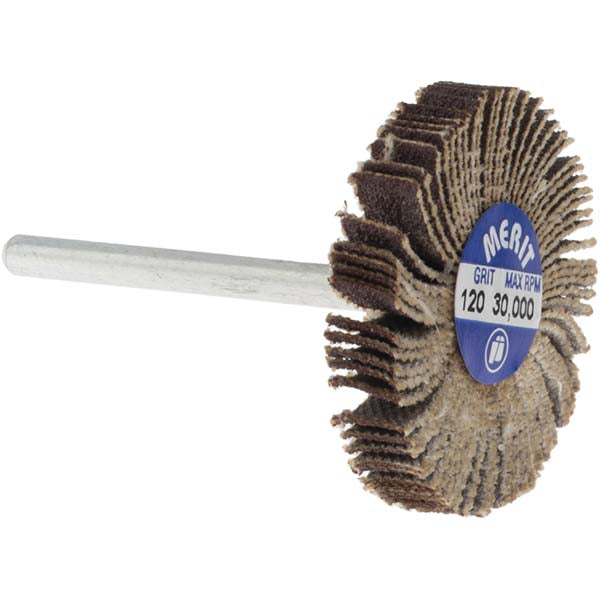 Merit Abrasives 08834137502 Mounted Flap Wheel 1-3/16" Dia, 3/16" Face Width, 120 Grit, Aluminum Oxide