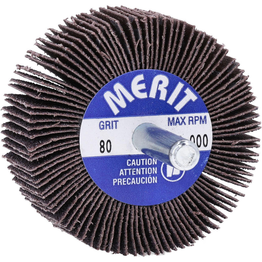 Merit Abrasives 08834137371 Mounted Flap Wheel 2" Dia, 1" Face Width, 80 Grit, Aluminum Oxide