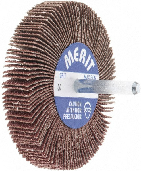 Merit Abrasives 08834137230 Mounted Flap Wheel 3" Dia, 1/2" Face Width, 60 Grit, Aluminum Oxide