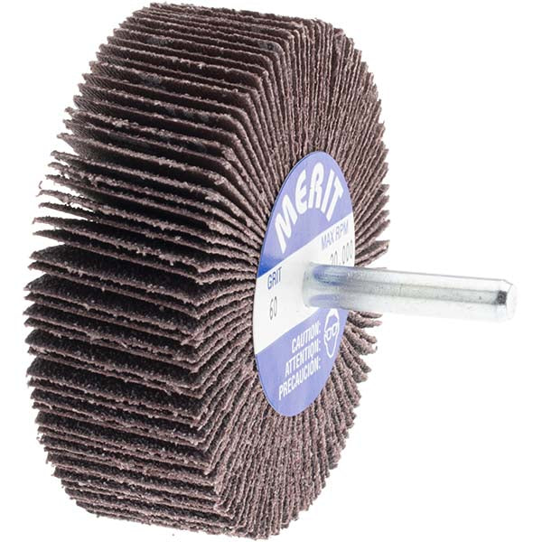 Merit Abrasives 08834137450 Mounted Flap Wheel 1" Face Width, 60 Grit, Aluminum Oxide