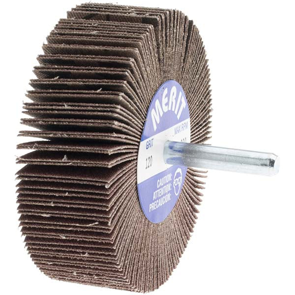 Merit Abrasives 08834137252 Mounted Flap Wheel 1" Face Width, 120 Grit, Aluminum Oxide