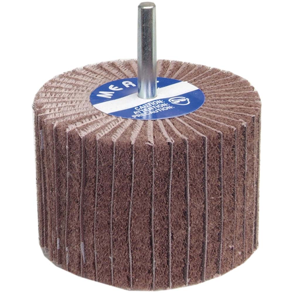 Merit Abrasives 08834144461 Mounted Flap Wheel 3" Dia, 2" Face Width, 180 Grit, Aluminum Oxide