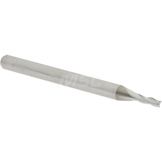 Accupro 09653346 Square End Mill 1/16'' Dia, 3/16'' LOC, 1/8'' Shank Dia, 1-1/2'' OAL, 3 Flutes, Solid Carbide