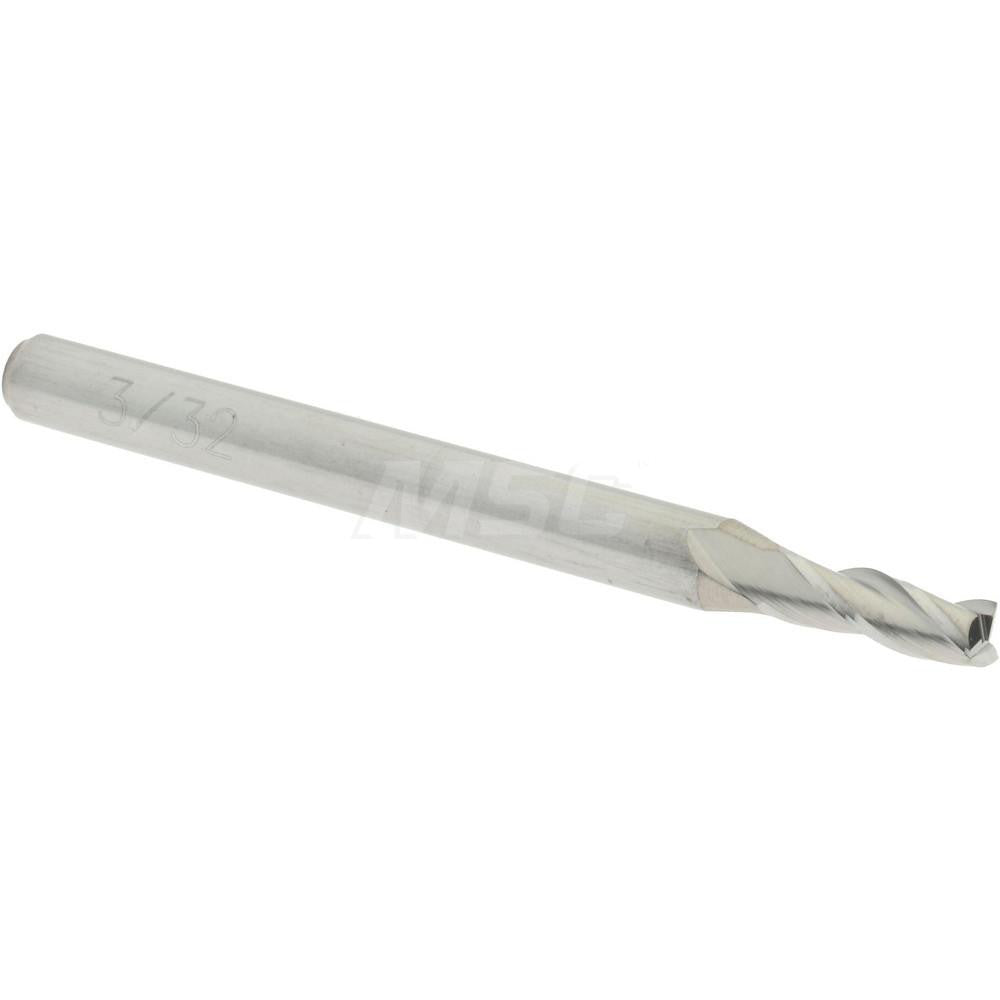Accupro 09653379 Square End Mill 3/32'' Dia, 9/32'' LOC, 1/8'' Shank Dia, 1-1/2'' OAL, 3 Flutes, Solid Carbide