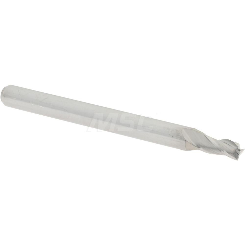 Accupro 09653387 Square End Mill 3/32'' Dia, 3/16'' LOC, 1/8'' Shank Dia, 1-1/2'' OAL, 3 Flutes, Solid Carbide