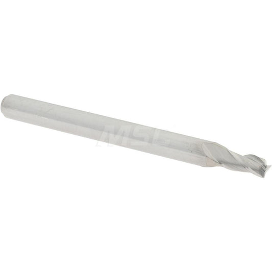 Accupro 09653387 Square End Mill 3/32'' Dia, 3/16'' LOC, 1/8'' Shank Dia, 1-1/2'' OAL, 3 Flutes, Solid Carbide