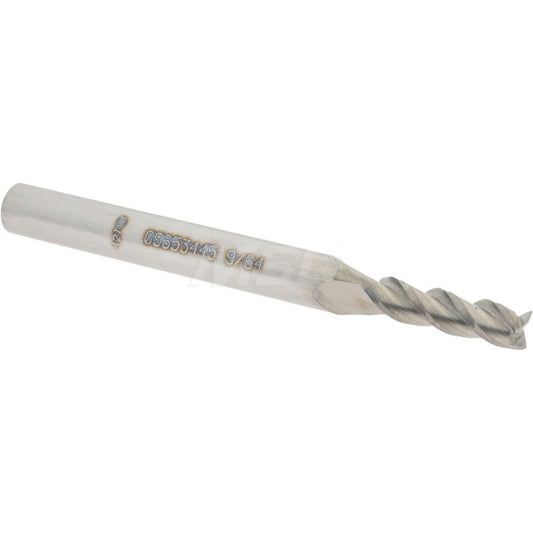 Accupro 09653445 Square End Mill 9/64'' Dia, 1/2'' LOC, 3/16'' Shank Dia, 2'' OAL, 3 Flutes, Solid Carbide