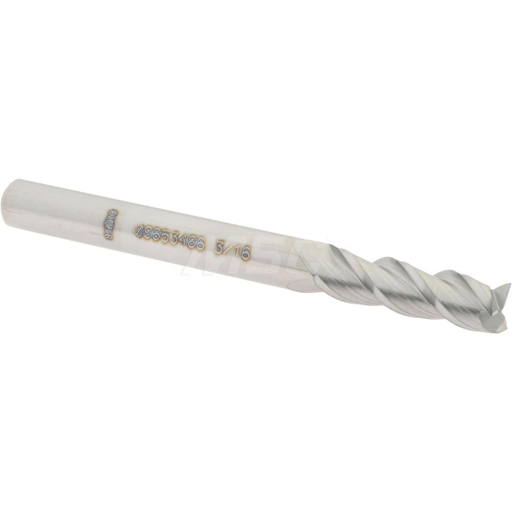 Accupro 09653486 Square End Mill 3/16'' Dia, 5/8'' LOC, 3/16'' Shank Dia, 2'' OAL, 3 Flutes, Solid Carbide
