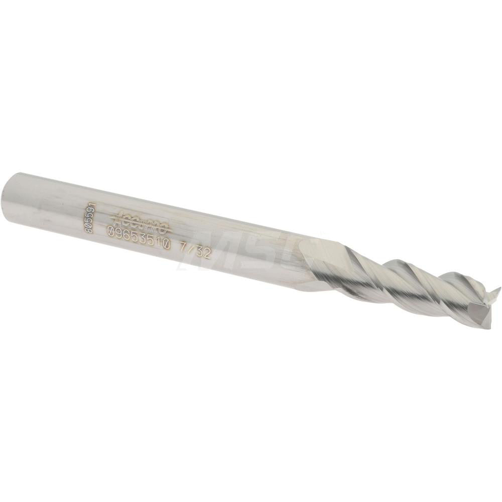 Accupro 09653510 Square End Mill 7/32'' Dia, 5/8'' LOC, 1/4'' Shank Dia, 2-1/2'' OAL, 3 Flutes, Solid Carbide