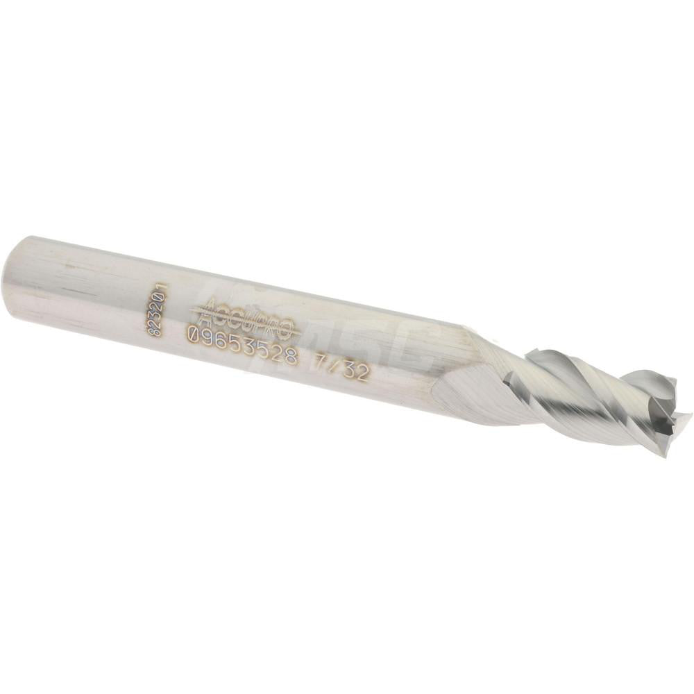 Accupro 09653528 Square End Mill 7/32'' Dia, 3/8'' LOC, 1/4'' Shank Dia, 2'' OAL, 3 Flutes, Solid Carbide