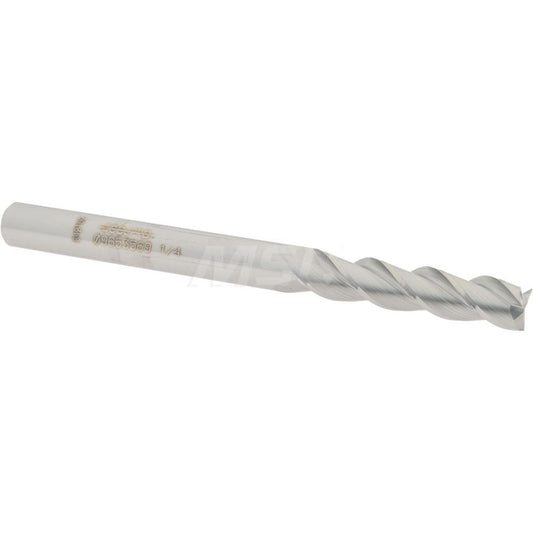 Accupro 09653569 Square End Mill 1/4'' Dia, 1-1/8'' LOC, 1/4'' Shank Dia, 3'' OAL, 3 Flutes, Solid Carbide