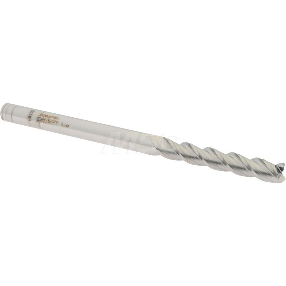 Accupro 09653577 Square End Mill 1/4'' Dia, 1-1/2'' LOC, 1/4'' Shank Dia, 4'' OAL, 3 Flutes, Solid Carbide