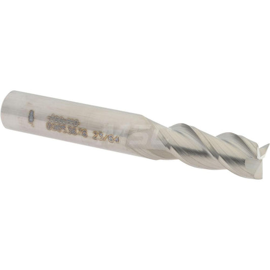 Accupro 09653676 Square End Mill 23/64'' Dia, 7/8'' LOC, 3/8'' Shank Dia, 2-1/2'' OAL, 3 Flutes, Solid Carbide