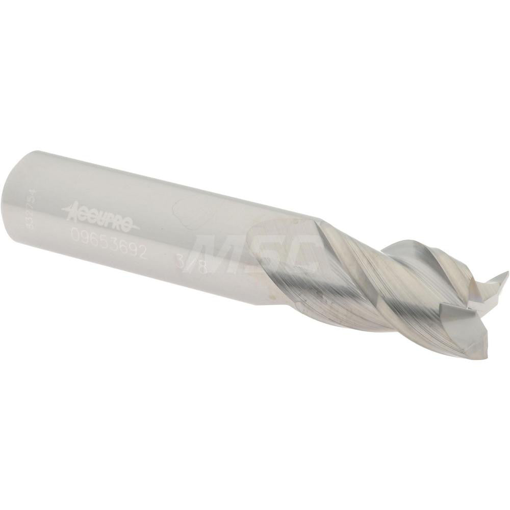 Accupro 09653692 Square End Mill 3/8'' Dia, 5/8'' LOC, 3/8'' Shank Dia, 2'' OAL, 3 Flutes, Solid Carbide