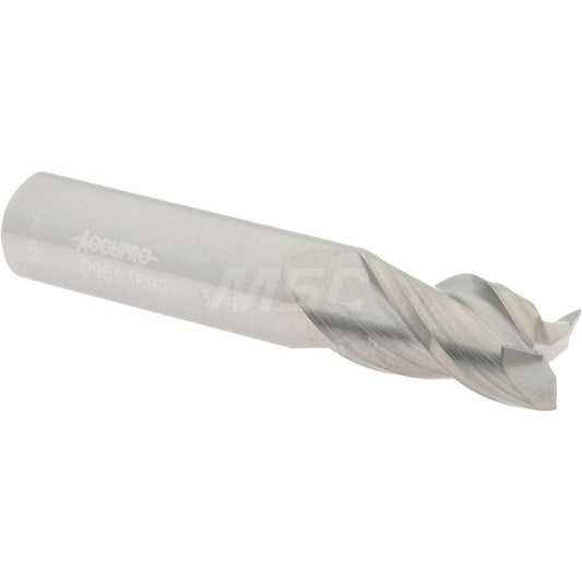 Accupro 09653692 Square End Mill 3/8'' Dia, 5/8'' LOC, 3/8'' Shank Dia, 2'' OAL, 3 Flutes, Solid Carbide