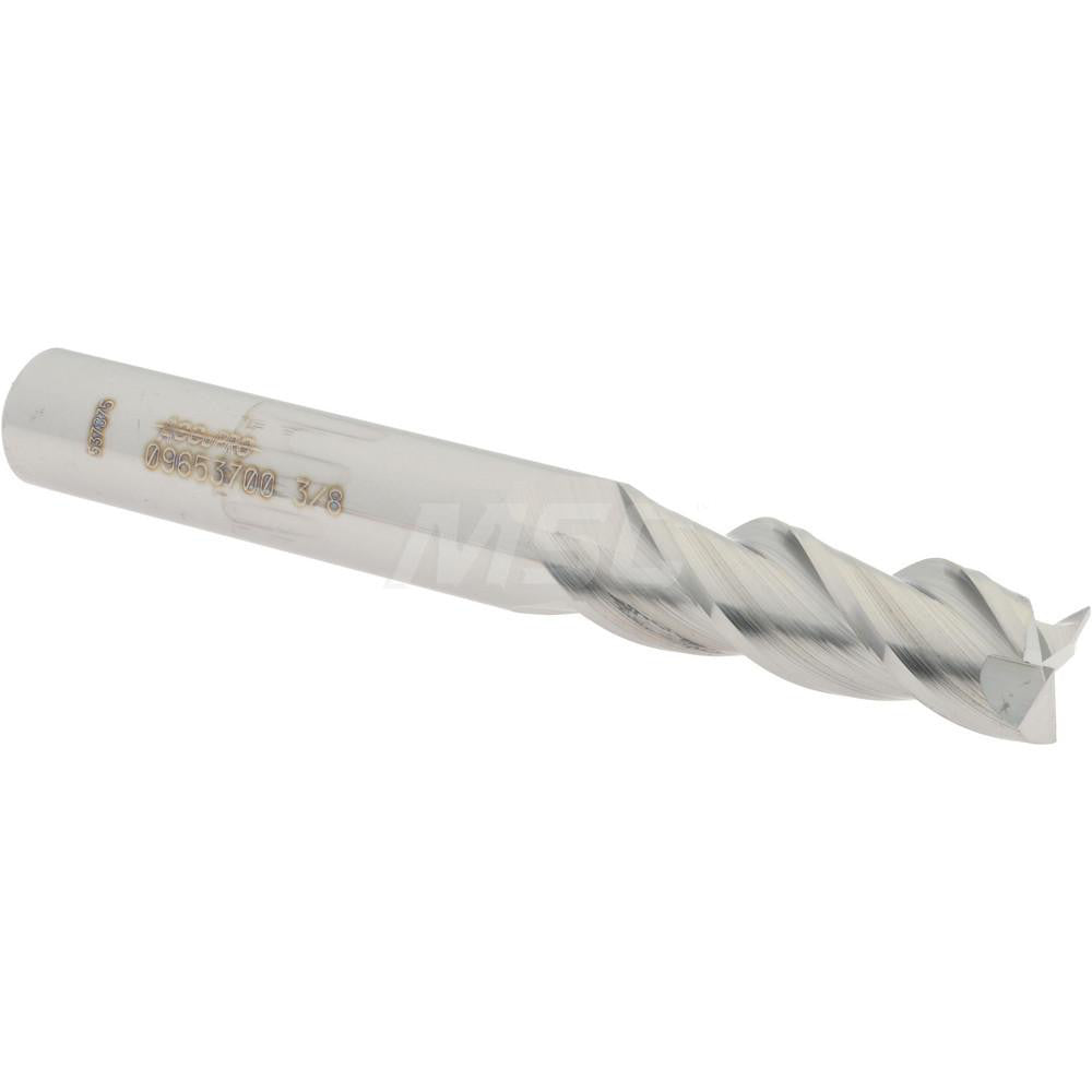Accupro 09653700 Square End Mill 3/8'' Dia, 1-1/8'' LOC, 3/8'' Shank Dia, 3'' OAL, 3 Flutes, Solid Carbide