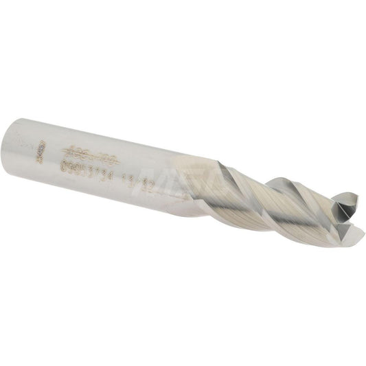 Accupro 09653734 Square End Mill 13/32'' Dia, 1'' LOC, 7/16'' Shank Dia, 2-3/4'' OAL, 3 Flutes, Solid Carbide