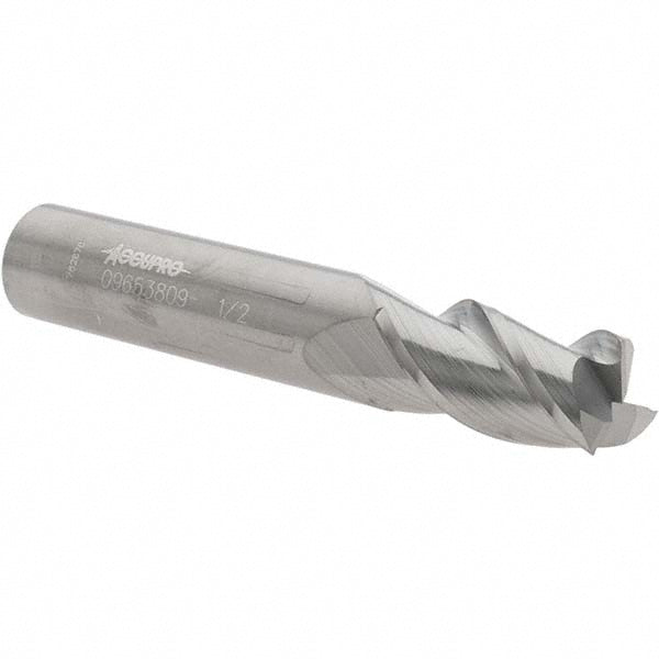 Accupro 09653809 Square End Mill 1/2'' Dia, 1'' LOC, 1/2'' Shank Dia, 3'' OAL, 3 Flutes, Solid Carbide