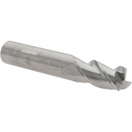 Accupro 09653809 Square End Mill 1/2'' Dia, 1'' LOC, 1/2'' Shank Dia, 3'' OAL, 3 Flutes, Solid Carbide