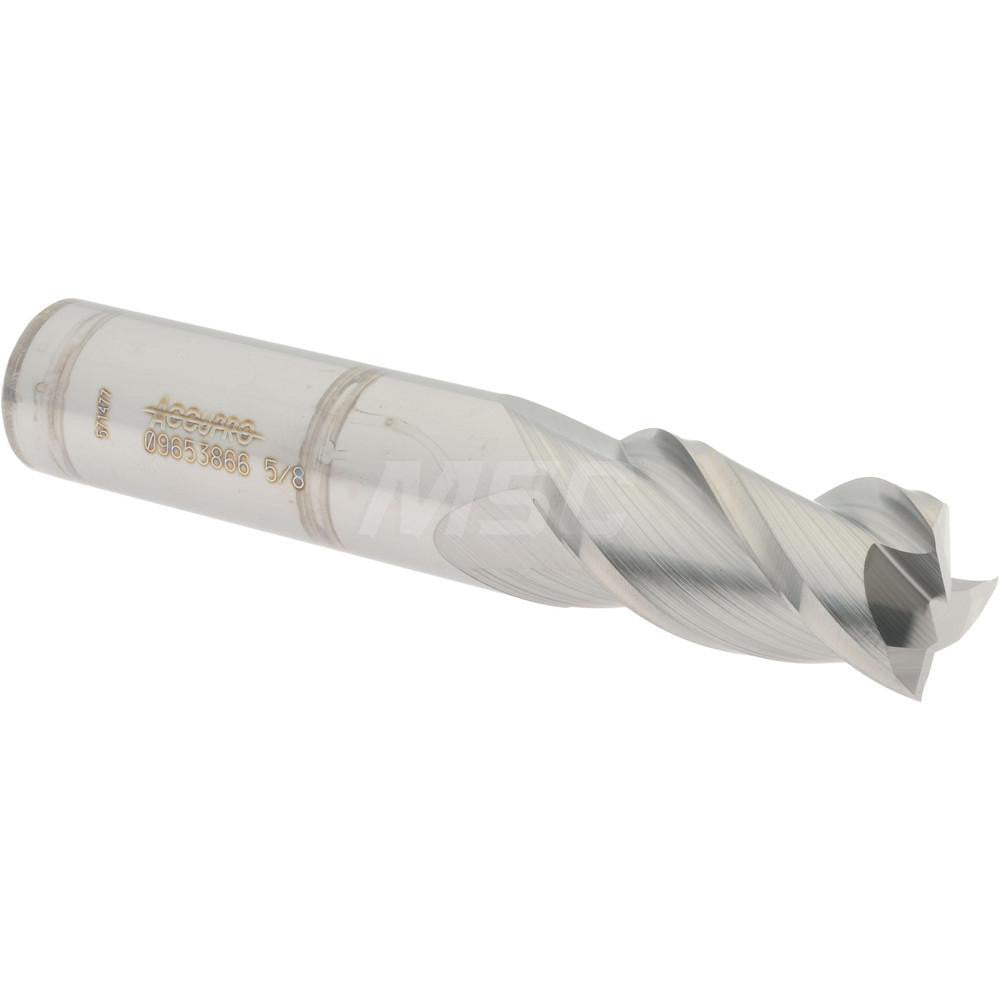 Accupro 09653866 Square End Mill 5/8'' Dia, 1-1/4'' LOC, 5/8'' Shank Dia, 3-1/2'' OAL, 3 Flutes, Solid Carbide