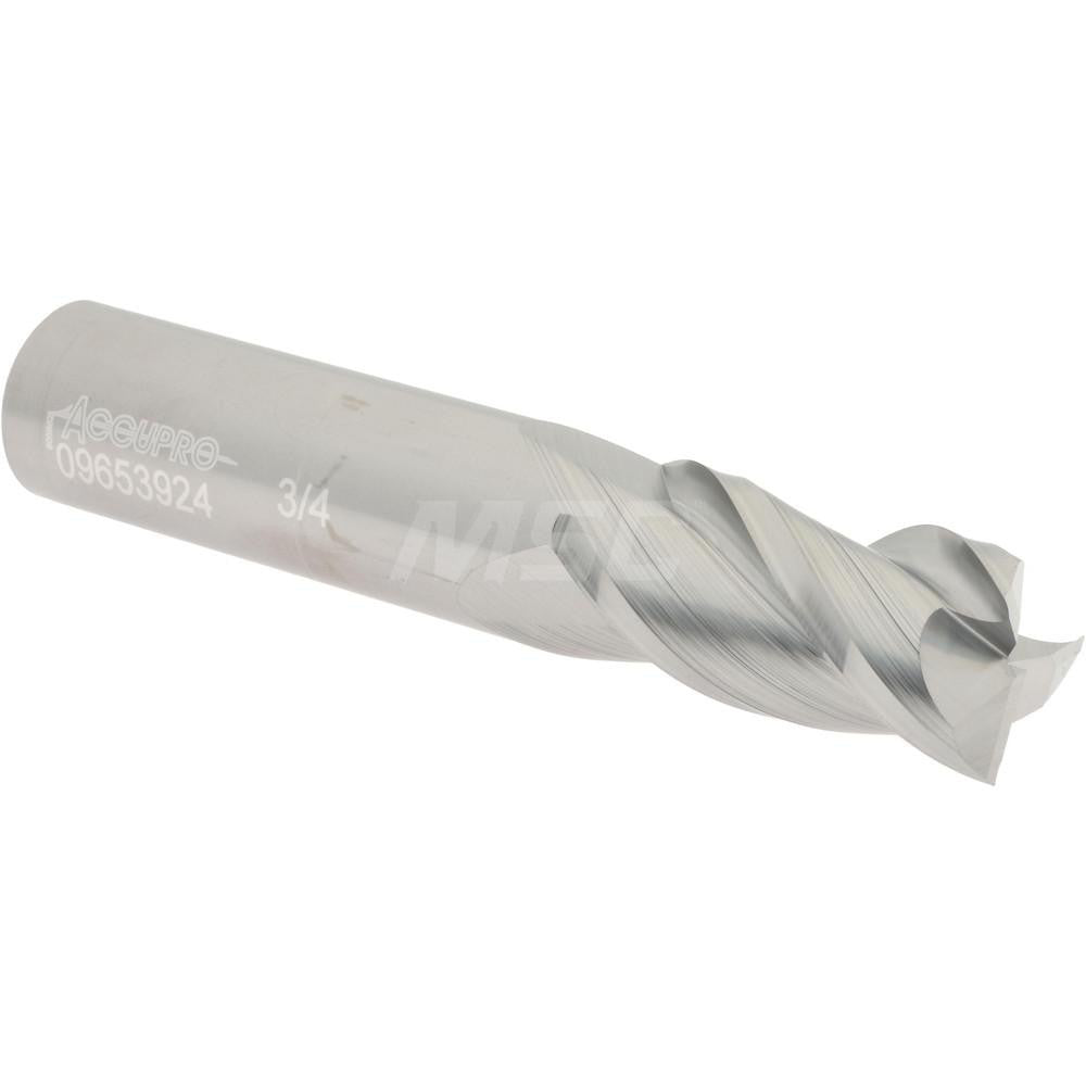Accupro 09653924 Square End Mill 3/4'' Dia, 1-1/2'' LOC, 3/4'' Shank Dia, 4'' OAL, 3 Flutes, Solid Carbide