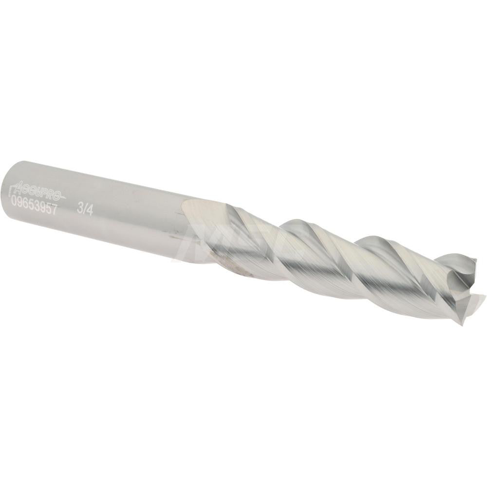 Accupro 09653957 Square End Mill 3/4'' Dia, 3'' LOC, 3/4'' Shank Dia, 6'' OAL, 3 Flutes, Solid Carbide