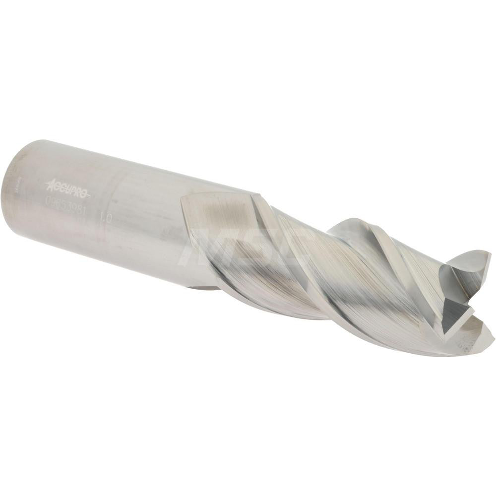 Accupro 09653981 Square End Mill 1'' Dia, 2-1/4'' LOC, 1'' Shank Dia, 5'' OAL, 3 Flutes, Solid Carbide