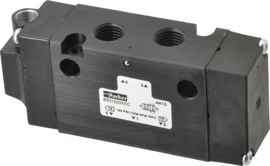 Parker B531000XXC Stacking Solenoid Valve Single Air Pilot, 4-Way, 2 Position, Air Return