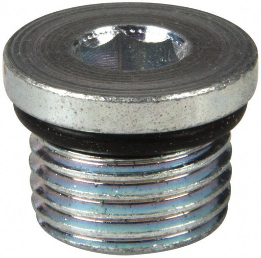Eaton FF2138-06S Industrial Pipe Hex Socket Plug 3/8" Male Thread, Male Straight Thread O-Ring