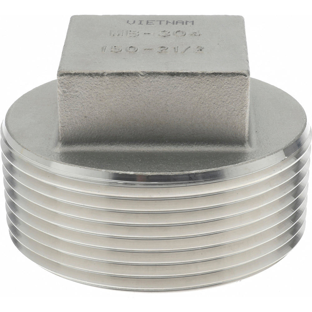Merit Brass K417-40 Pipe Square Head Plug 2-1/2", 304 Stainless Steel