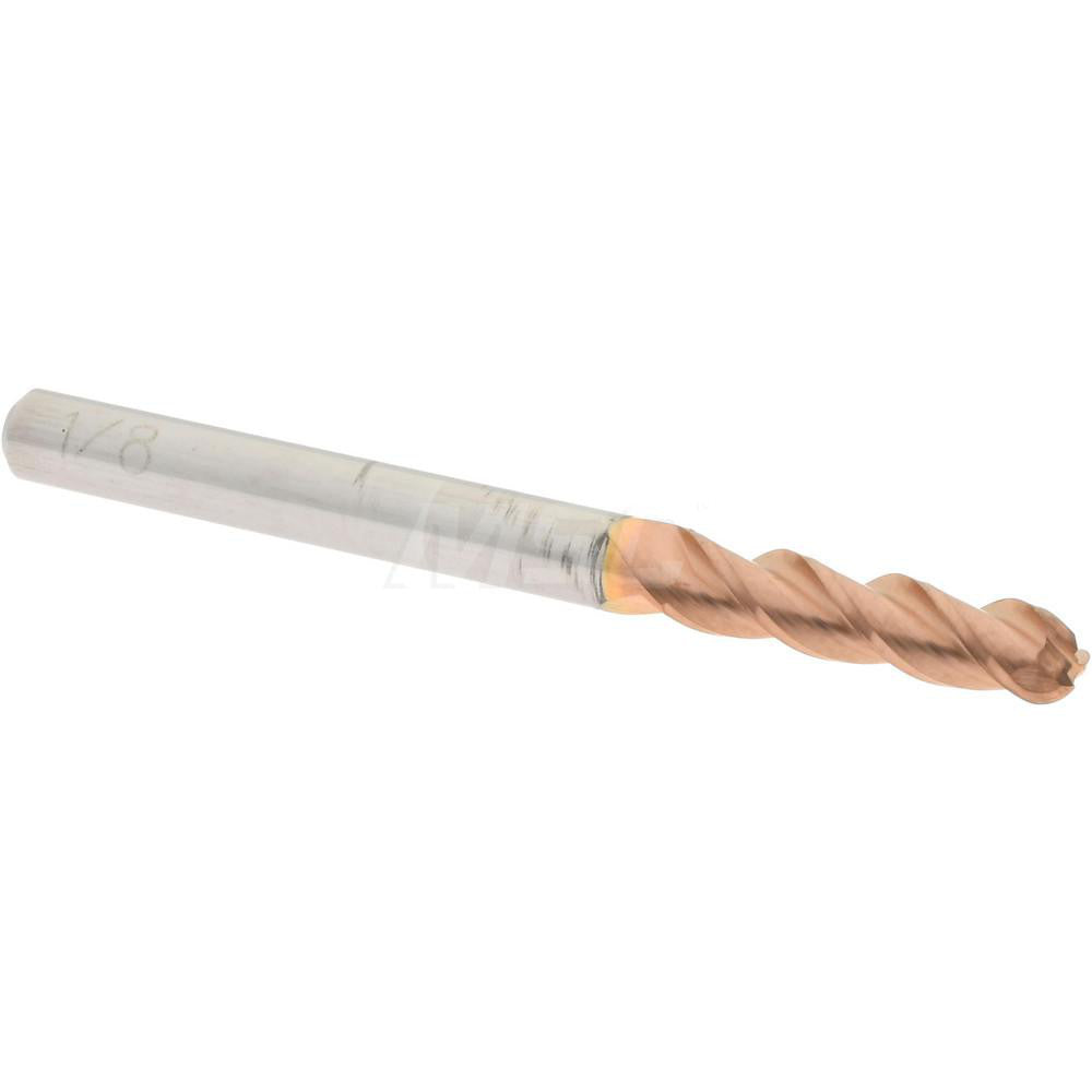 Accupro 09749771 Ball End Mill 0.125" Dia, 0.5" LOC, 3 Flute, Solid Carbide