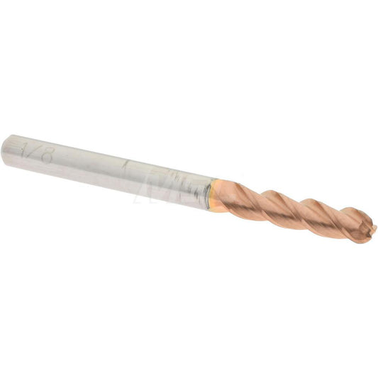 Accupro 09749771 Ball End Mill 0.125" Dia, 0.5" LOC, 3 Flute, Solid Carbide