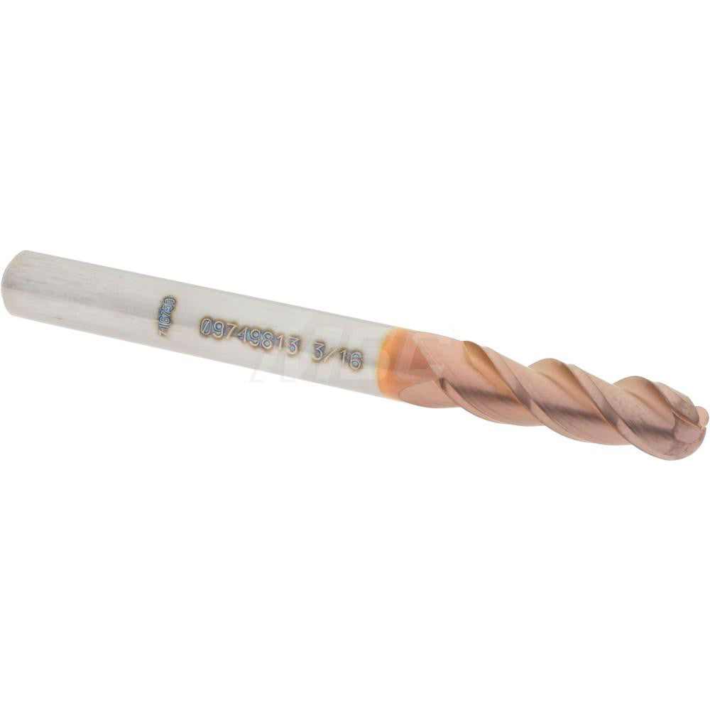 Accupro 09749813 Ball End Mill 0.1875" Dia, 0.625" LOC, 3 Flute, Solid Carbide