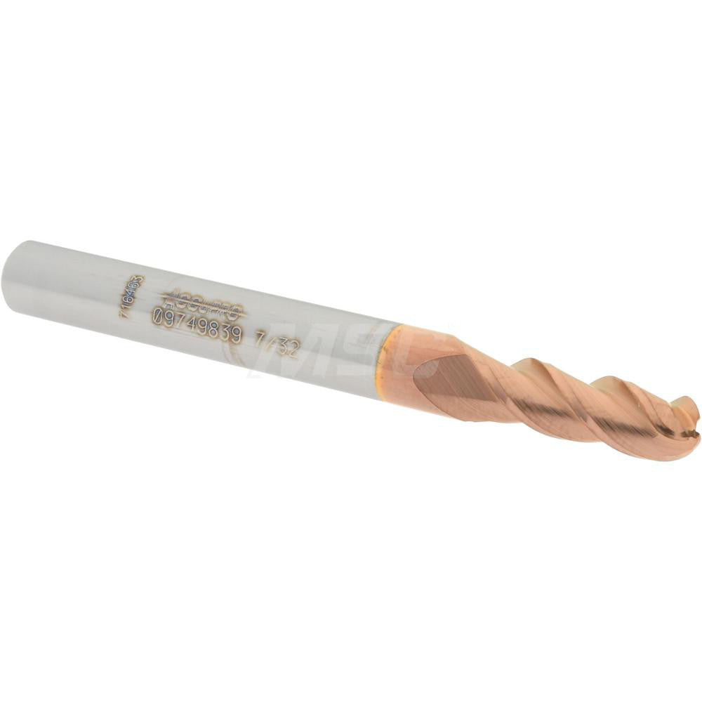Accupro 09749839 Ball End Mill 0.2188" Dia, 0.625" LOC, 3 Flute, Solid Carbide