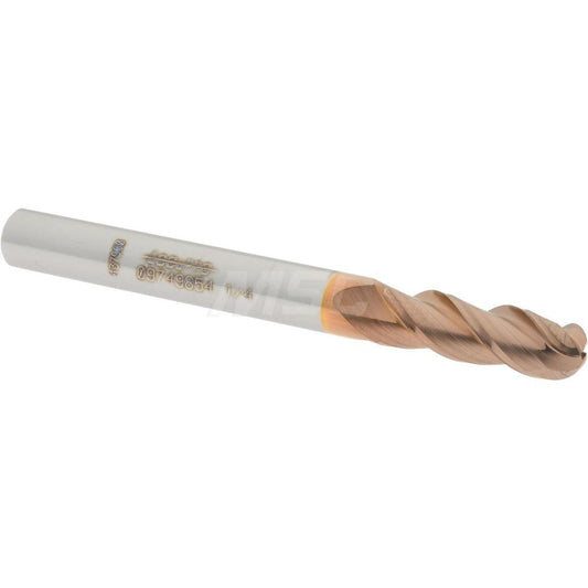 Accupro 09749854 Ball End Mill 0.25" Dia, 0.75" LOC, 3 Flute, Solid Carbide