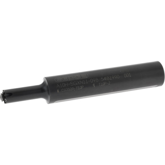 Seco 02450443 Indexable Boring Bar A10H-SGXN11-098, 0.433" Min Bore Dia, Neutral Cut, 5/8" Shank Dia, Steel