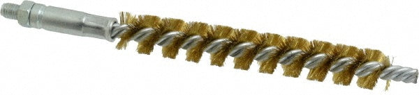 Schaefer Brush 93613 Double Stem/Single Spiral Tube Brush 9/16" Dia, 6-1/4" OAL, Brass Bristles