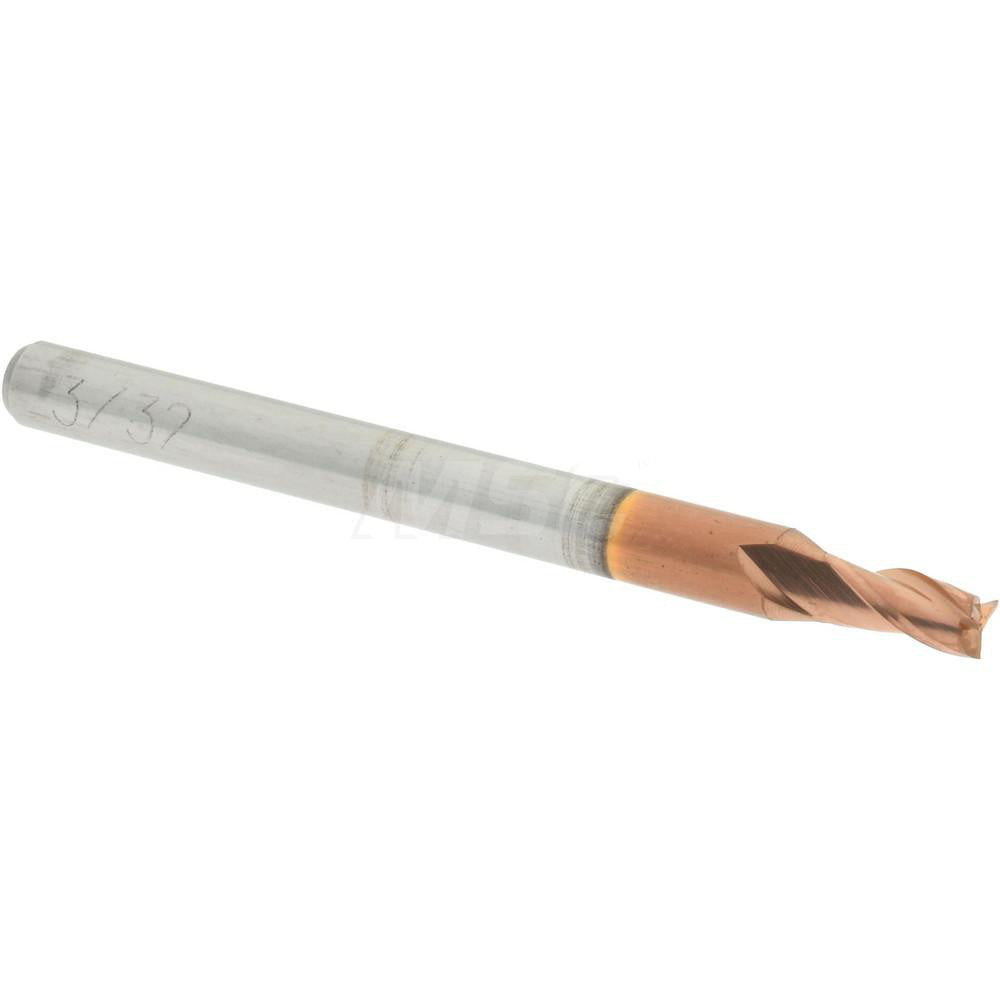 Accupro 09798380 Square End Mill 3/32'' Dia, 3/16'' LOC, 1/8'' Shank Dia, 1-1/2'' OAL, 3 Flutes, Solid Carbide
