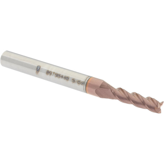 Accupro 09798448 Square End Mill 9/64'' Dia, 1/2'' LOC, 3/16'' Shank Dia, 2'' OAL, 3 Flutes, Solid Carbide