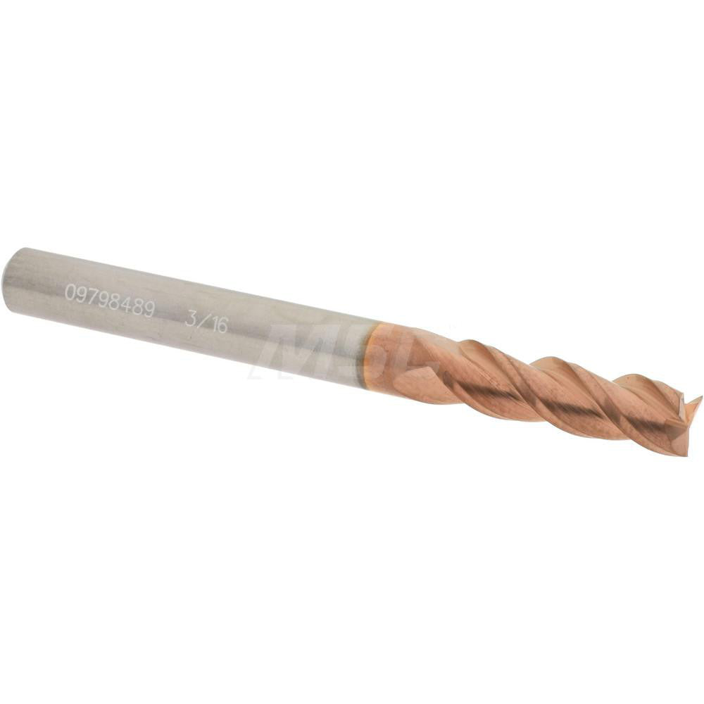 Accupro 09798489 Square End Mill 3/16'' Dia, 5/8'' LOC, 3/16'' Shank Dia, 2'' OAL, 3 Flutes, Solid Carbide