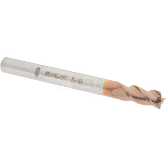 Accupro 09798497 Square End Mill 3/16'' Dia, 3/8'' LOC, 3/16'' Shank Dia, 2'' OAL, 3 Flutes, Solid Carbide