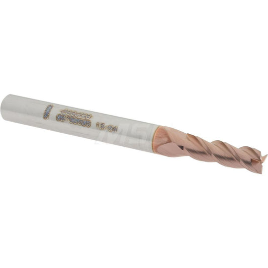 Accupro 09798505 Square End Mill 13/64'' Dia, 5/8'' LOC, 1/4'' Shank Dia, 2-1/2'' OAL, 3 Flutes, Solid Carbide