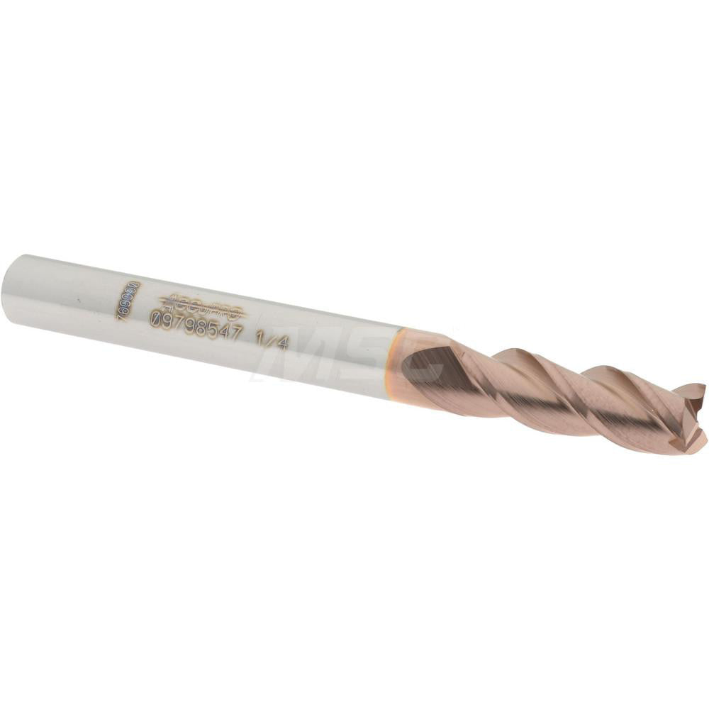 Accupro 09798547 Square End Mill 1/4'' Dia, 3/4'' LOC, 1/4'' Shank Dia, 2-1/2'' OAL, 3 Flutes, Solid Carbide