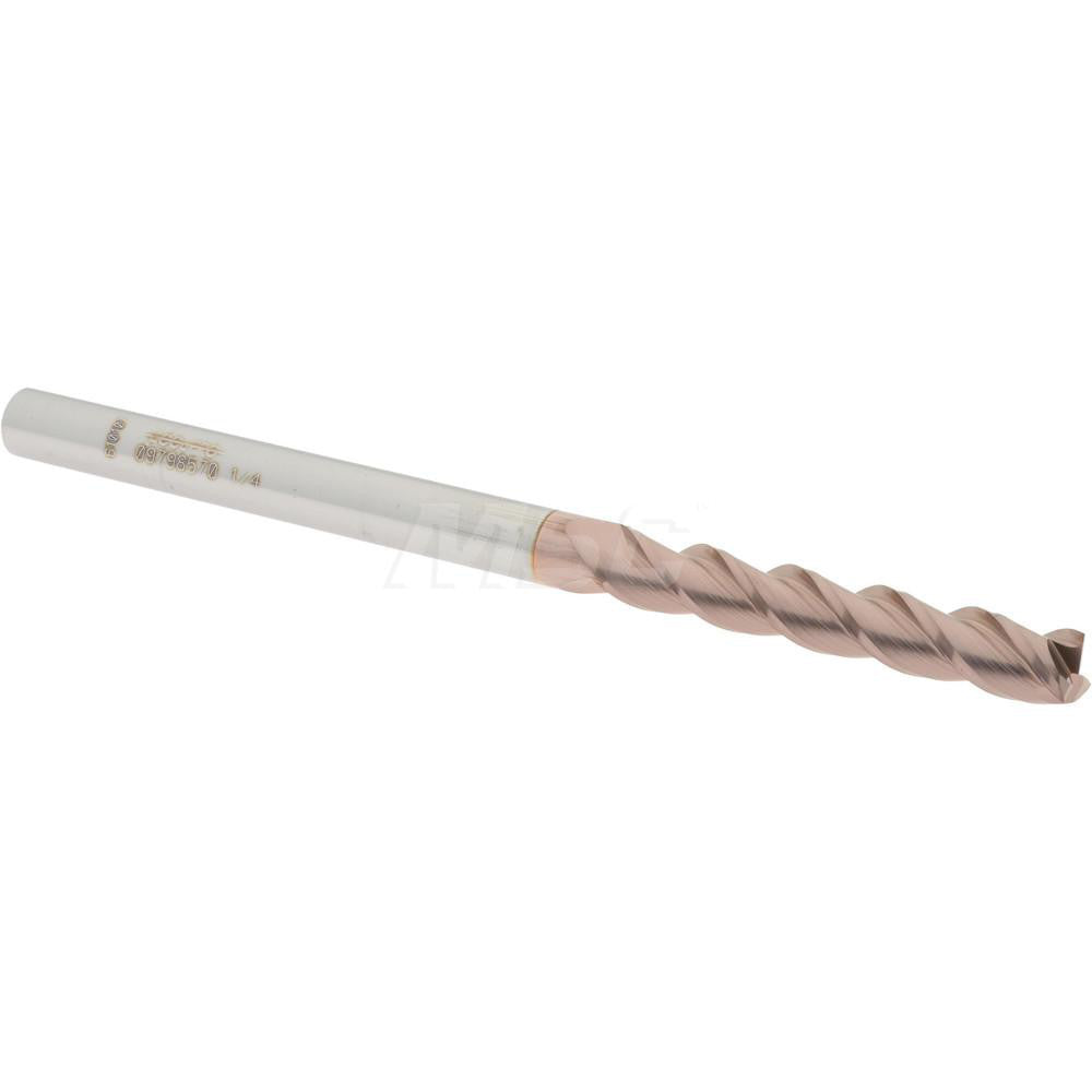 Accupro 09798570 Square End Mill 1/4'' Dia, 1-1/2'' LOC, 1/4'' Shank Dia, 4'' OAL, 3 Flutes, Solid Carbide