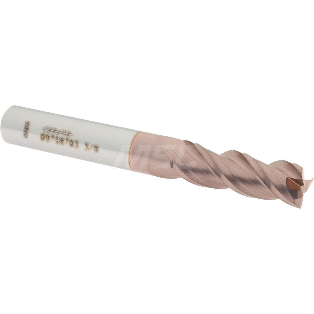 Accupro 09798703 Square End Mill 3/8'' Dia, 1-1/8'' LOC, 3/8'' Shank Dia, 3'' OAL, 3 Flutes, Solid Carbide