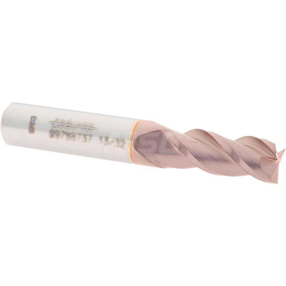Accupro 09798737 Square End Mill 13/32'' Dia, 1'' LOC, 7/16'' Shank Dia, 2-3/4'' OAL, 3 Flutes, Solid Carbide